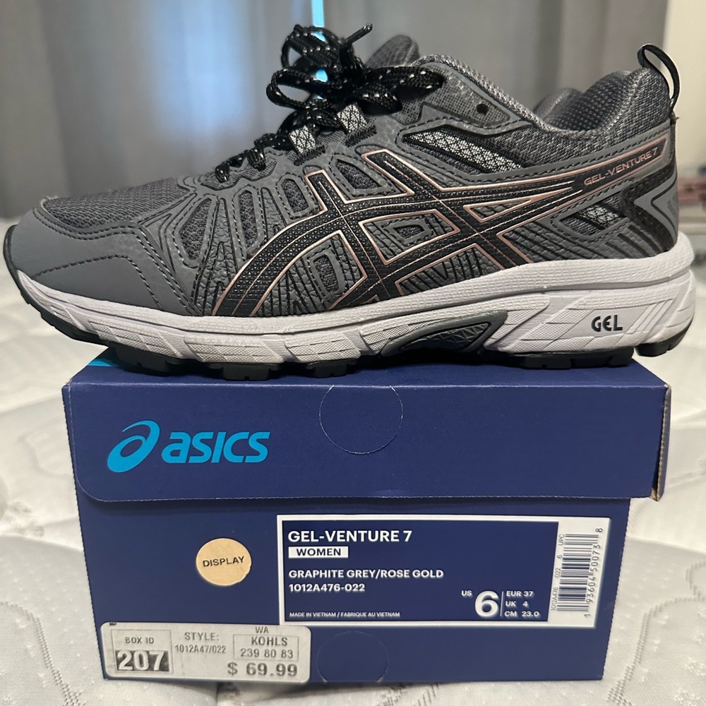Asics Gel Venture 7 Women's Size 6 Sneakers Shoes 1012A476-022 (grey/ rose gold)